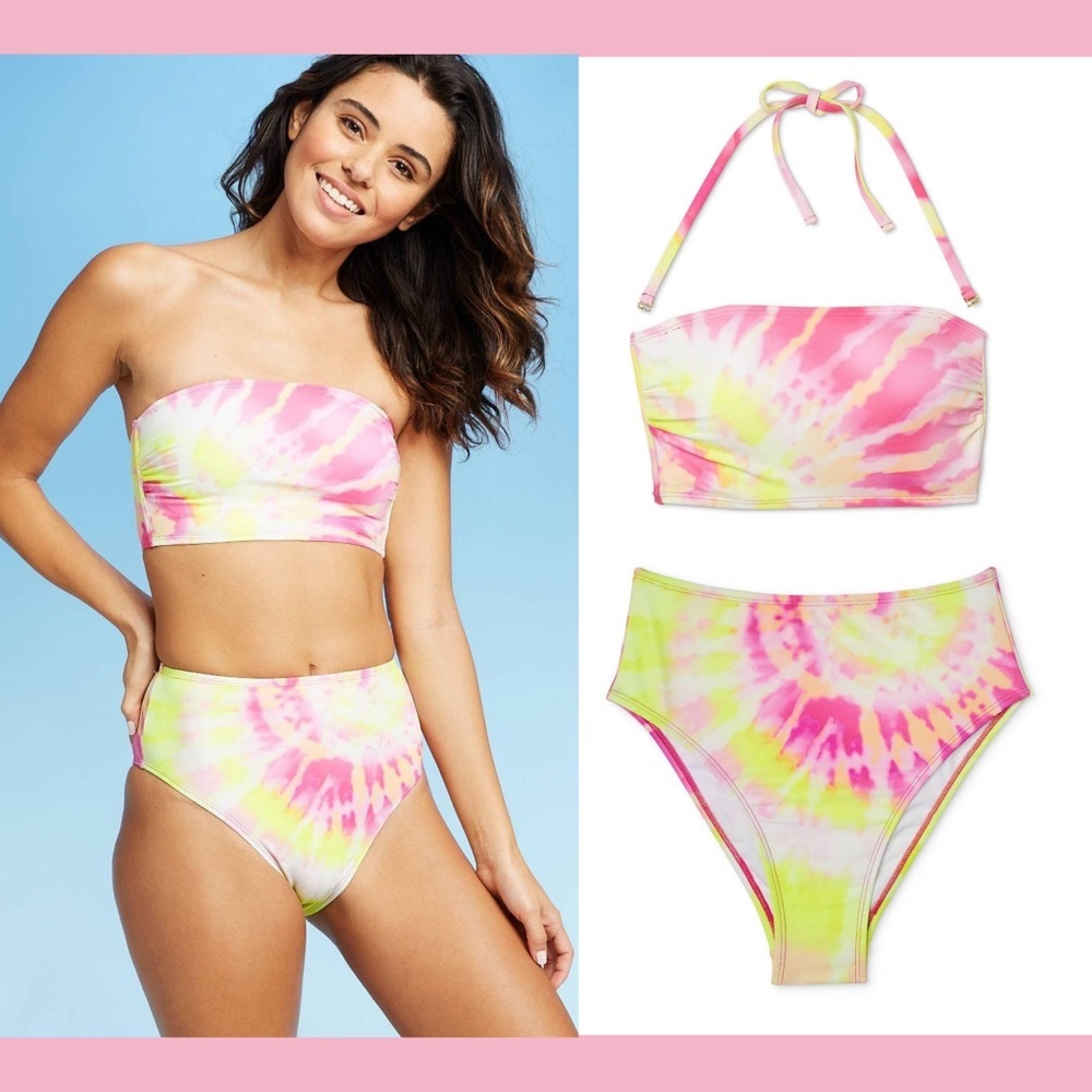 NEW Xhilaration Bikini Top [ S ]+ High Waist Bikini Bottom Tie Dye‎ [ XS ]